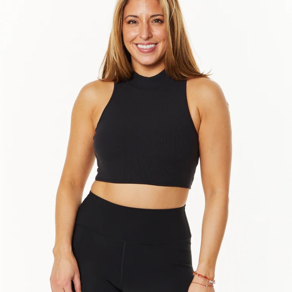 Alo Goddess Ribbed Cropped Dynamite Bra Tank Size Small